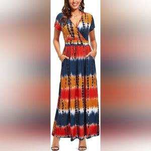 ❄️ 3/$12 EUC Ouges V-neck Maxi Dress